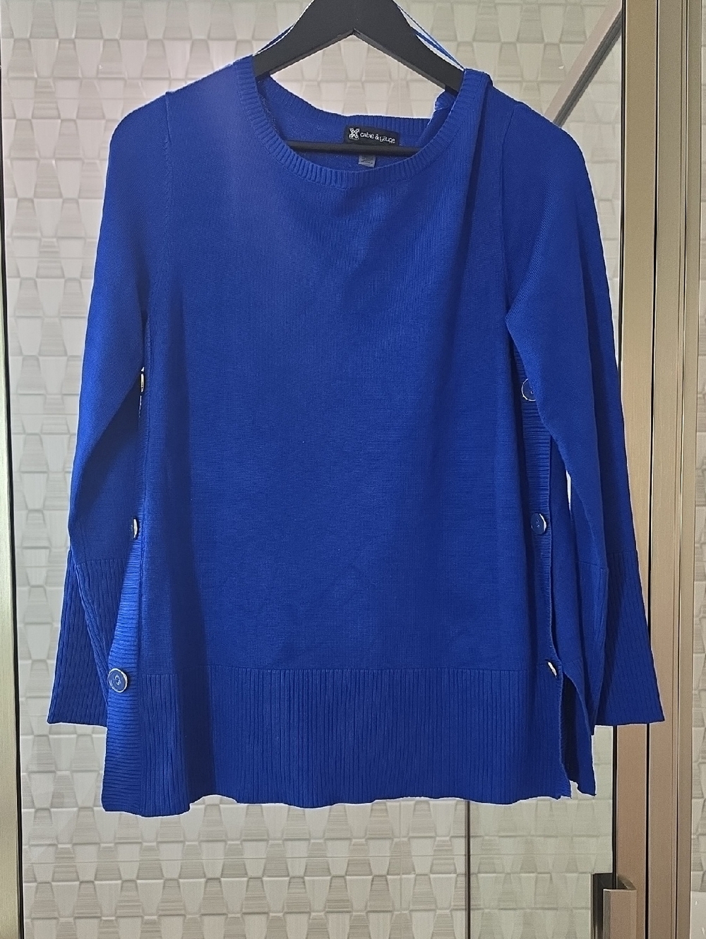 Cable & Gauge Cobalt Blue Knit Crewneck Sweater